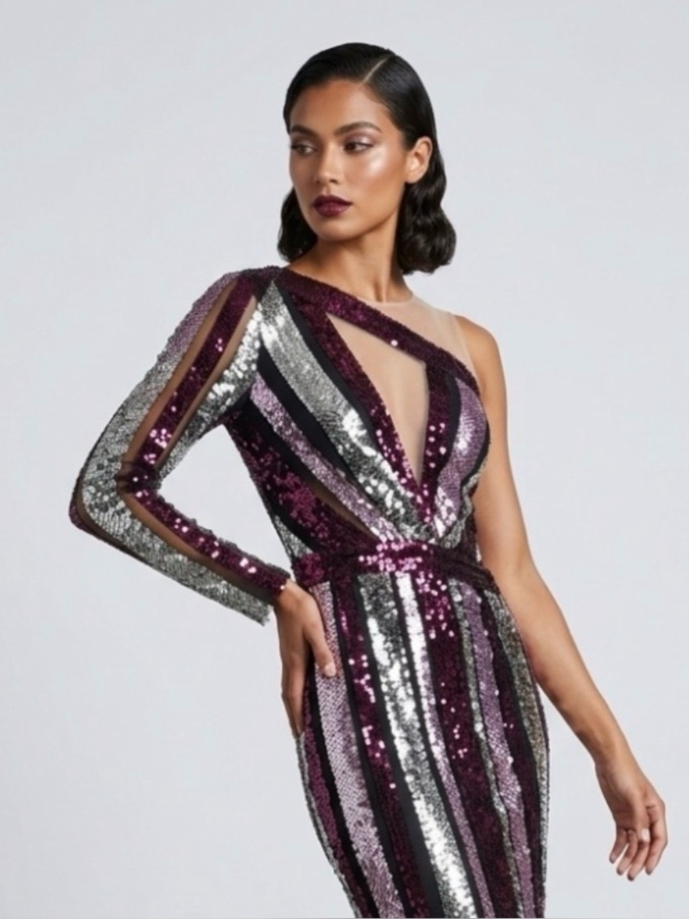 RODARTE runway 2015 Sequin One-Shoulder Mini Dress Size 8
